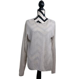 Ply Cashmere Striped 100% Cashmere Sz XL Contemporary Minimalist Neutral Sweater